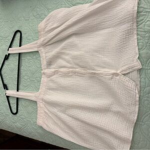 Women's White Sleeveless Cropped Top